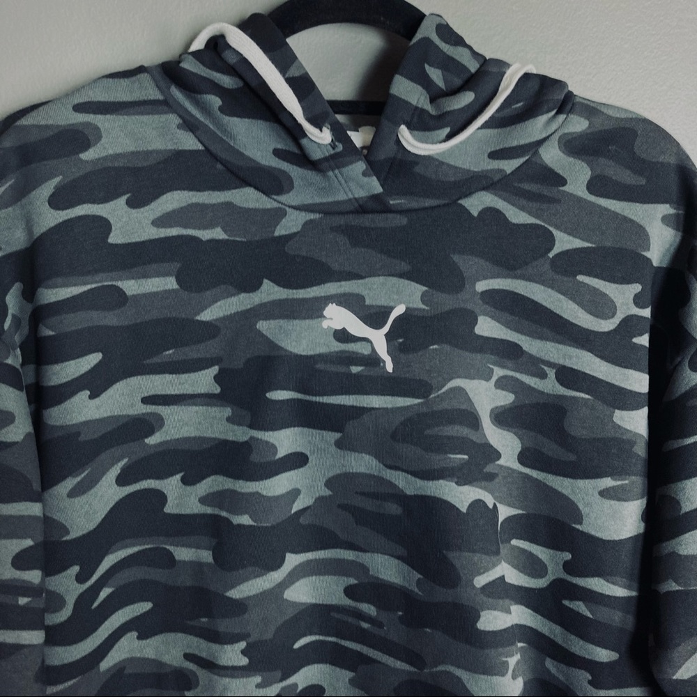 NWT Puma Logo Hoodie Grey Camo Small cotton blend - Picture 3 of 10
